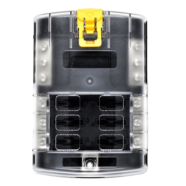 Bluewater 6 Position Fuse Block ATC w/Yellow Slide [3200-3003-006]