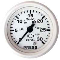 Faria Dress White 2" Water Pressure Gauge (30 PSI) [13108]