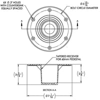 TACO Table Support - Flush Mount - Fits 2-3/8" Pedestals [Z10-4085BLY60MM]